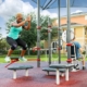 People working out at a FitLot Outdoor Fitness Park